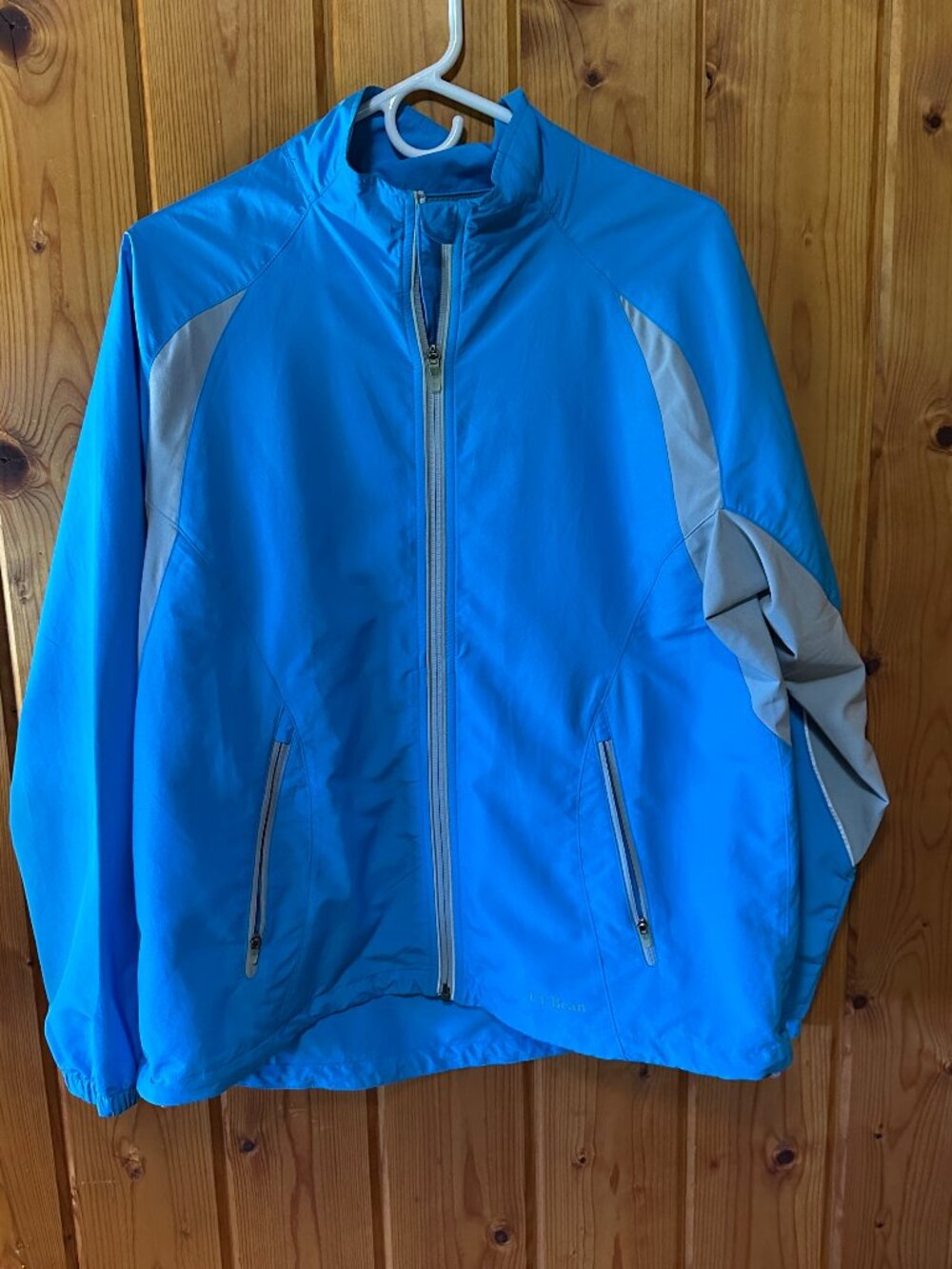 L.L.Bean Women's Blue Lightweight Full Zip Windbreaker Running Jacket Large